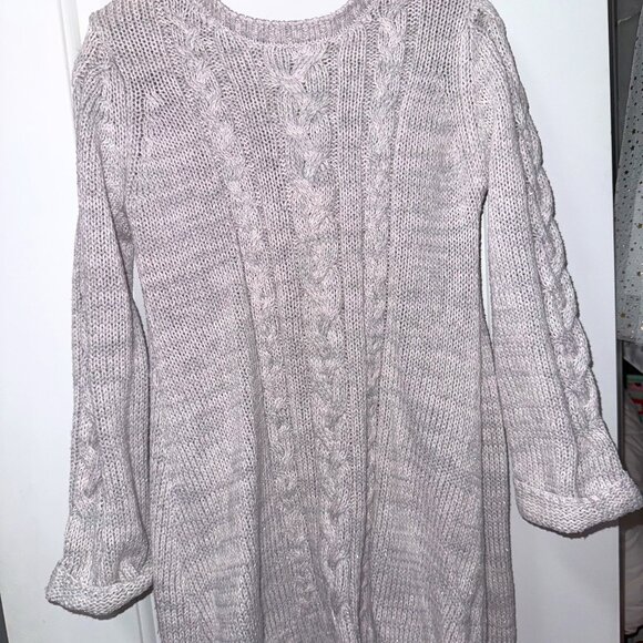 Little Lass Girls 3T Gray Cable Knit Sweater Dress with Sparkle - Picture 1 of 5